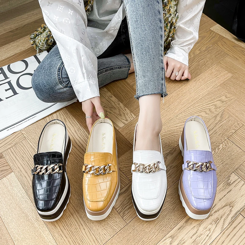 

Women's Slippers Thick-soled Women's Single Shoes Women's Vulcanized Shoes Autumn Fashion Women's Slippers 2021Zapatillas Mujer