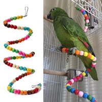 2022new multicolor wooden ladder swing exercise rainbow parrot parakeet ladder hamster toy beads parrot birds toys cage decorati