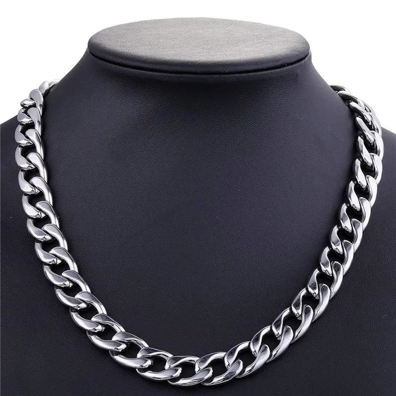 

Retro Punk Stainless Steel Necklace For Men Women Curb Cuban Link Chain Choker Vintage Silver Color Metal Hip Hop Jewellery Gift
