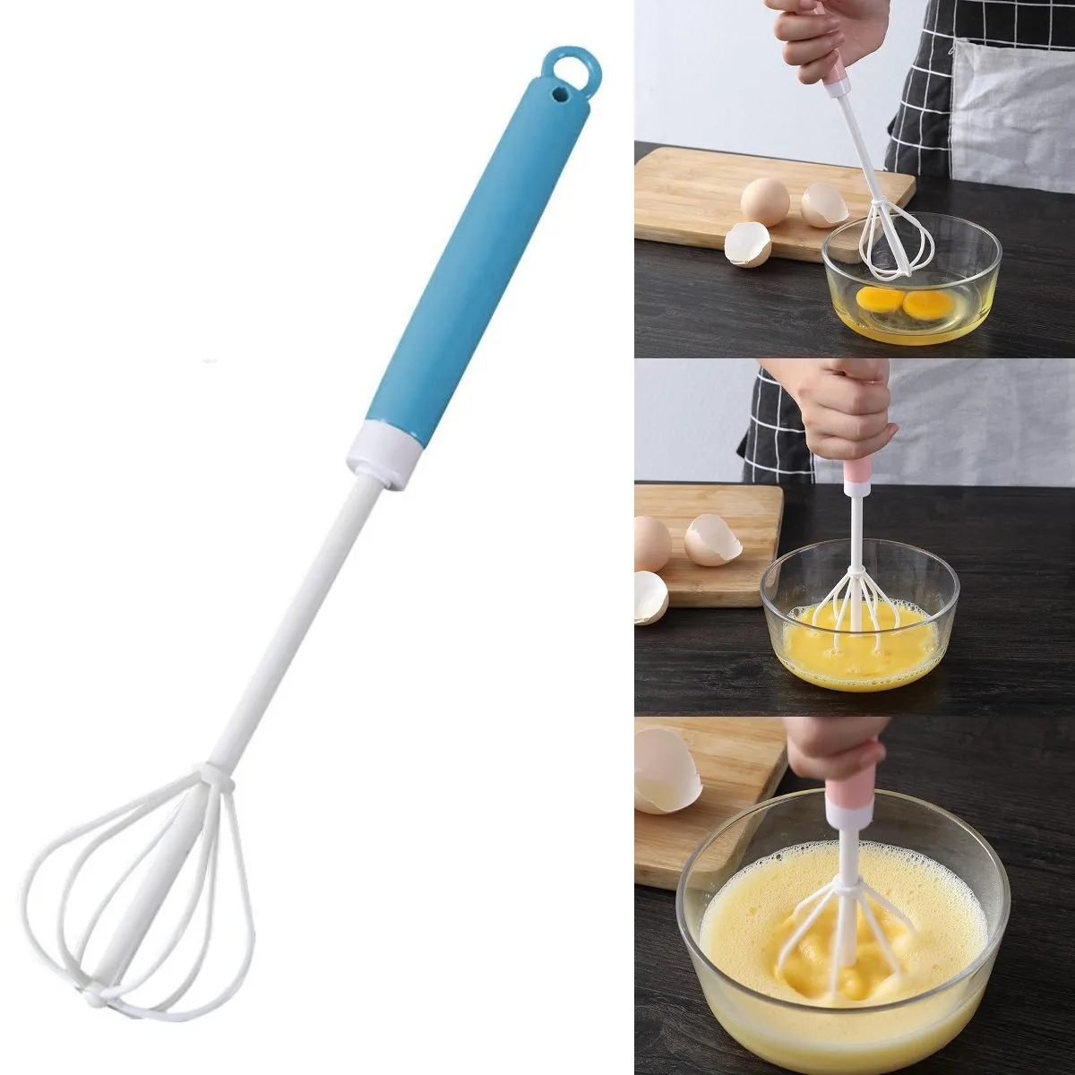 

Egg Beater Semi-Automatic Plastic Egg Whisk Hand Household Food Stirrer Mixer Self Turning Stirrer Kitchen Accessories Egg Tools