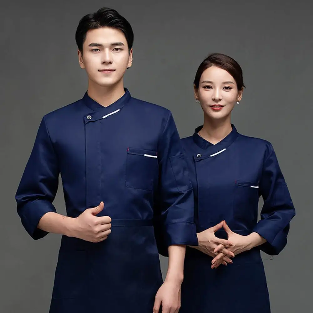 

Waiter Uniform Chic Restaurant Breathable Plus Size Unisex Pocket Chef Uniform for Kitchen Chef Uniform Women Men Chef Shirt