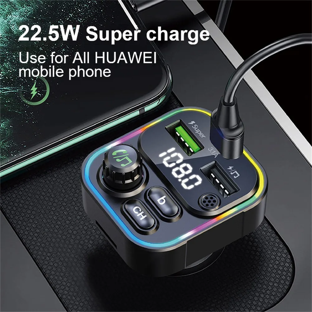 

ABS FM-передатчик, аудиоприемник Bluetooth 5,0, Handsfree Super Charge