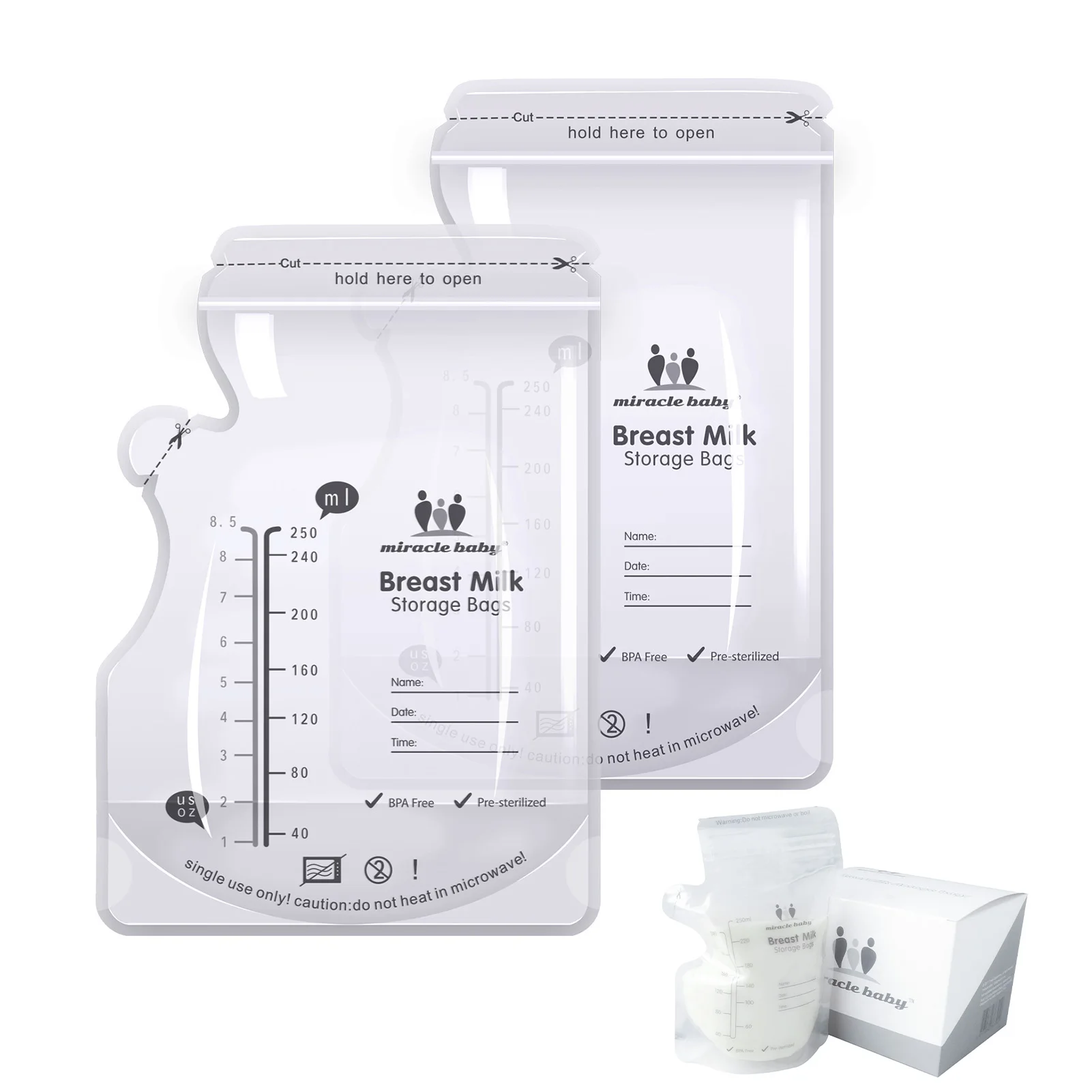 

30 Pieces Breast Milk Storage Bags Double Zipper Seal Milk Freezer Bag With Easy Pour Spout Breast Milk Storage Bags Write-On