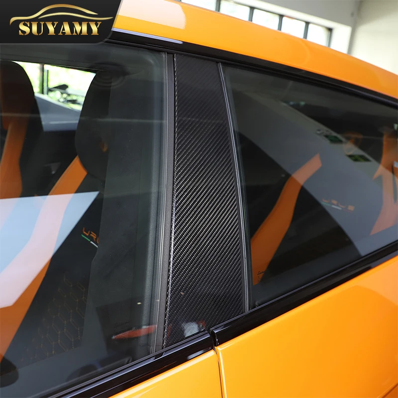 

For Lamborghini URUS 2018-2021 Exterior Real Carbon Fiber Window Middle Center Pillar Decorative Trim Car Styling Accessories