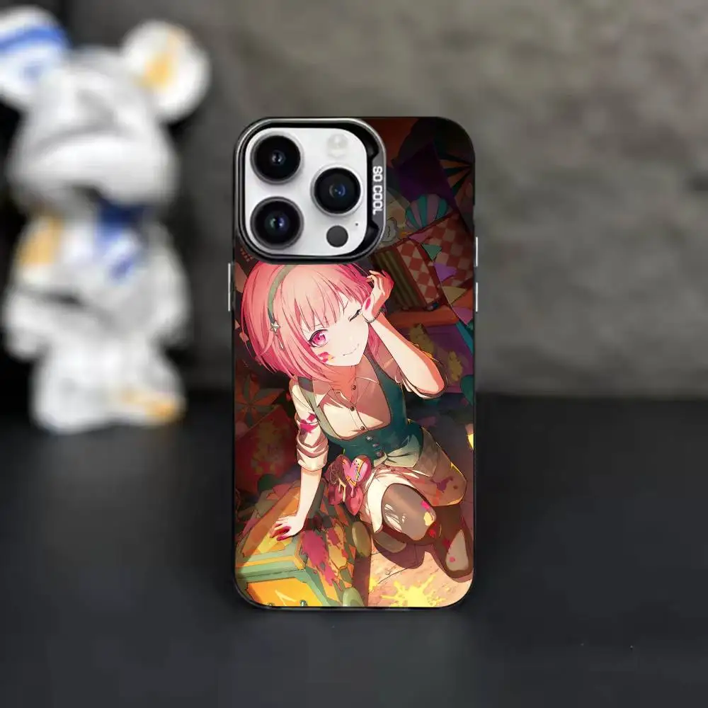 Фото Чехол для телефона Wonderhoy PJSK Cute Emu Otori с градиентным серебристым дизайном для iPhone 17, 16, 15, 14, 12, 13, 11 Plus, Pro Max, XS №4