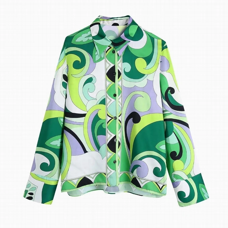

Women Blouse Spring 2022 New Clothing Long Sleeve Loose Printed Shirt Female Casual Blusa