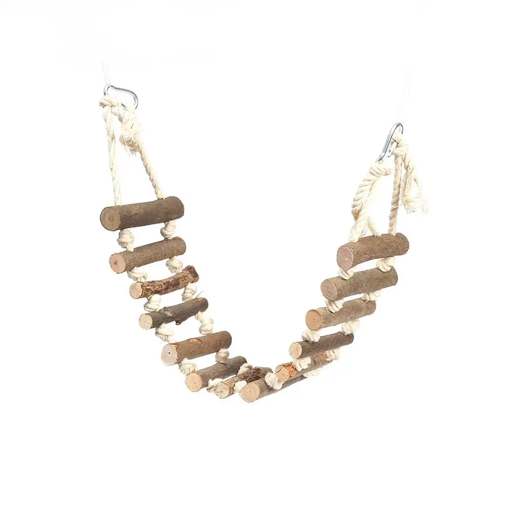 

NEW Bird Hanging Wooden Ladder With Hooks Wear-resistant Sport Toys Pet Supplies For Hamster Parrot