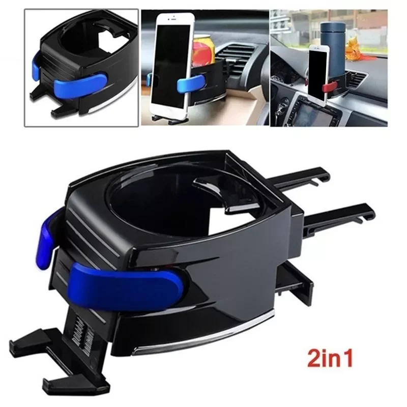

Car Air Vent Drink Cup Bottle Holder 2 in 1 Adjustable Mobile Phone Mount Car Vents Cup Rack Water Drinking Bottle Insert Holder