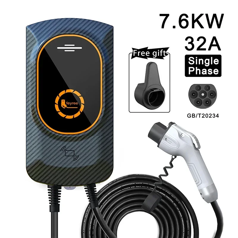 Feyree EV зарядное устройство тип 2 кабель 32A 7KW EVSE обои адаптер типа 1 j1772 1-фазный для