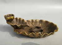 collection archaize brass lotus leaf carp backflow incense burner