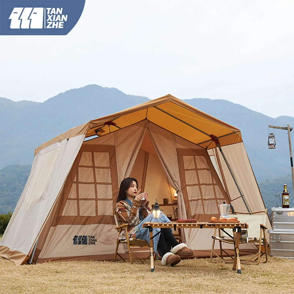 

TANXIANZHE 2022 New Large Space Luxury Glamping Tent Family Four Season Outdoor Camping Tents Double Layer Waterproof Tent