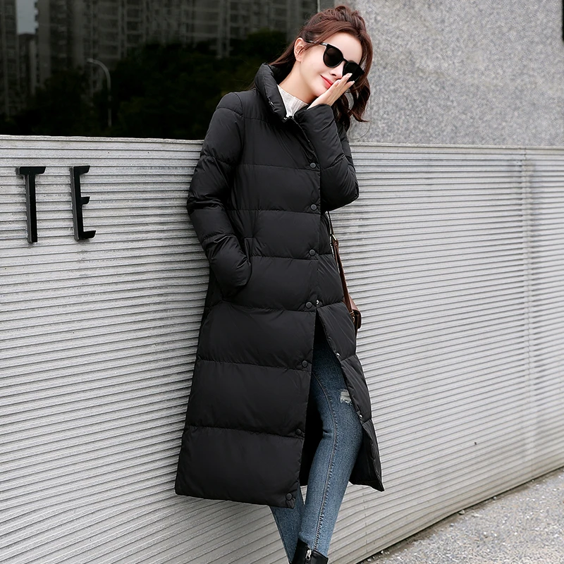 2021 Winter Women Jacket X-Long Stand-Up Collar Cotton Padded Female Coat High Quality Warm Womens Parka Manteau Femme Hiver