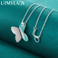 urmylady 925 sterling silver butterfly pendant 16 30 inch necklace snake chain for women wedding engagement fashion jewelry