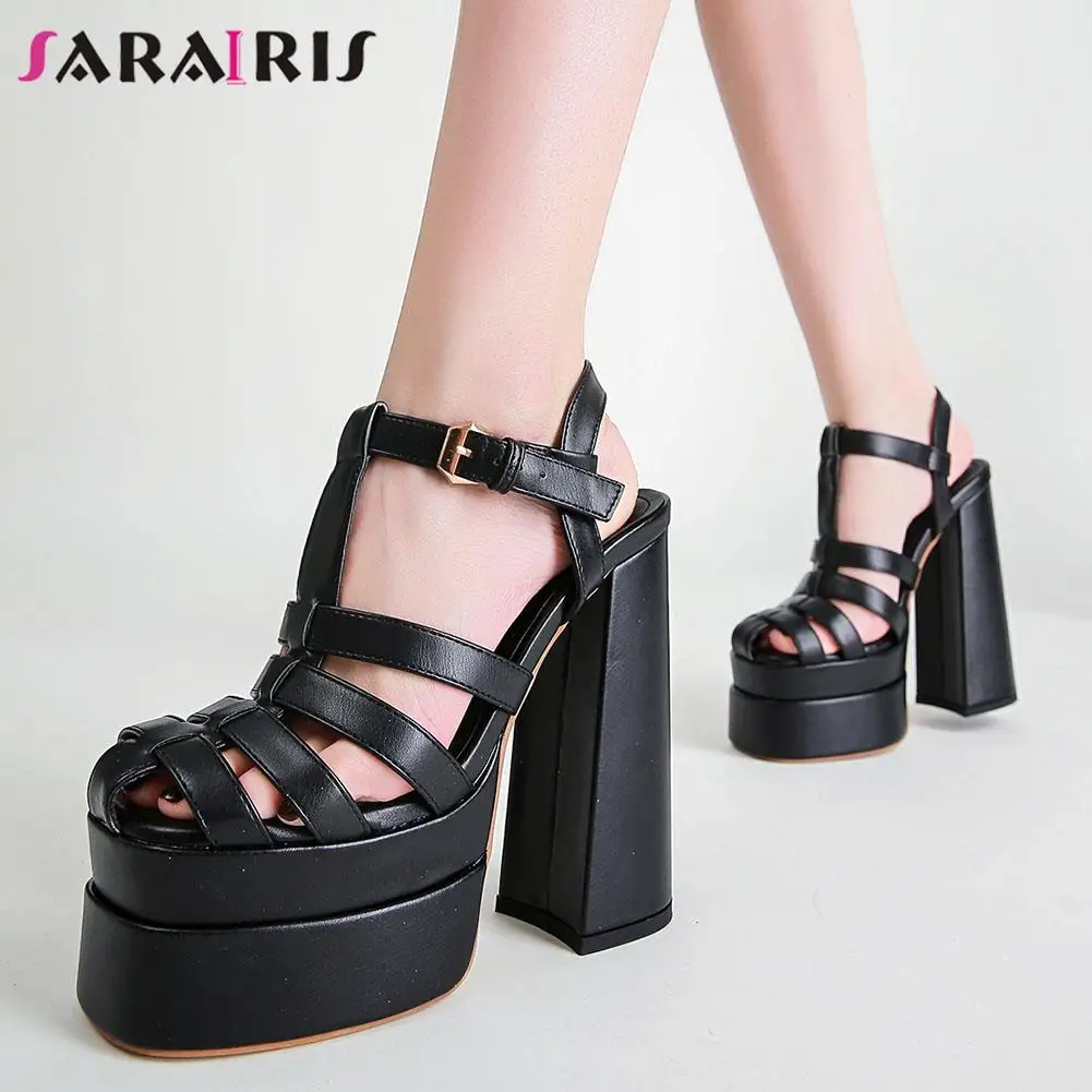 

SaraIris Women Summer Shoes High Heel Platform Fashion Gladiator Sandals Rome Elegant Colorful Trendy Mature Dress Casual Shoes