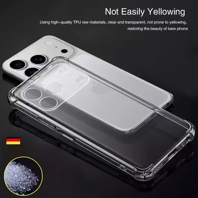 Фото Ультратонкий прозрачный чехол для iPhone 17 Pro Max, мягкий TPU-чехол для iPhone 17 Pro Max, ударопрочная прозрачная задняя Чехлы, чехол на айфон 17 про макс №3