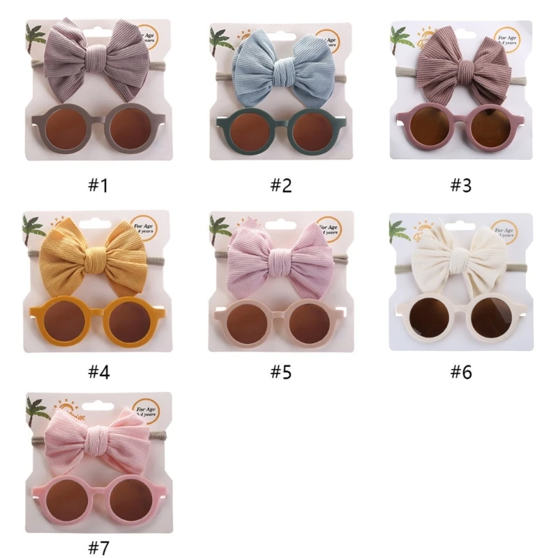 

2 Pcs/Set Cartoon Baby Headband Sunglasses Set Travel Eyeglasses Hair Band