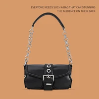 harajuku y2k handbags for women vintage moto biker shoulder bags with chain soft leather messenger bag female purses and handbag