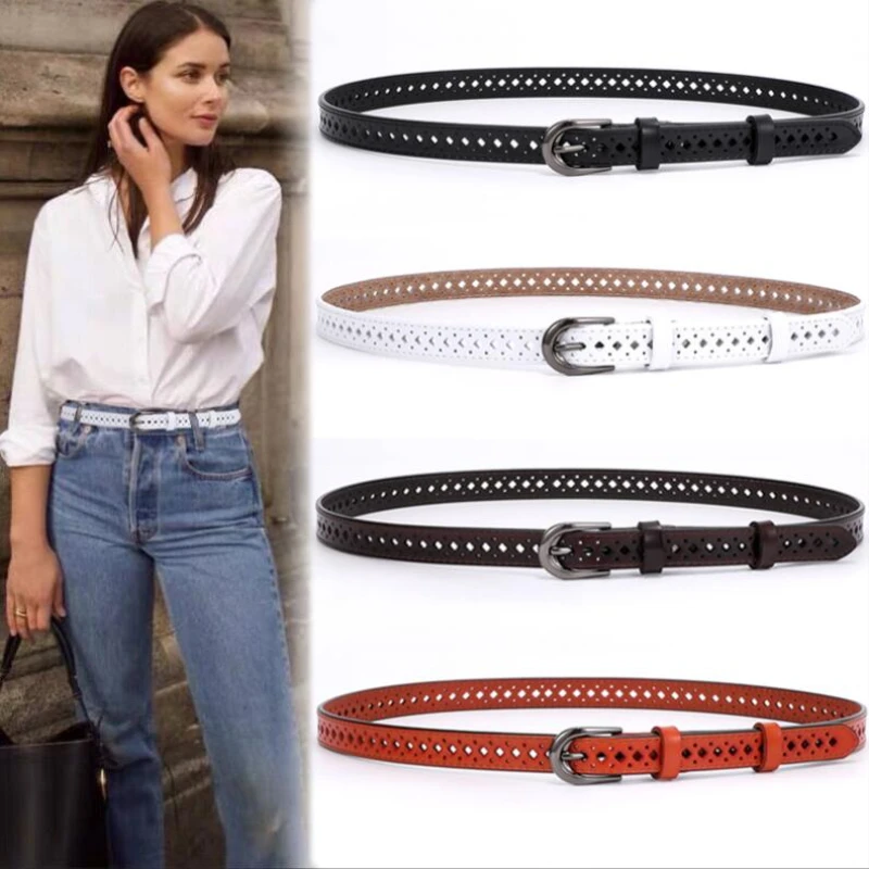 New Women's Belt Fashion Belt Women Hollow Leather Belt Needle Buckle Designer Belts Women High Quality