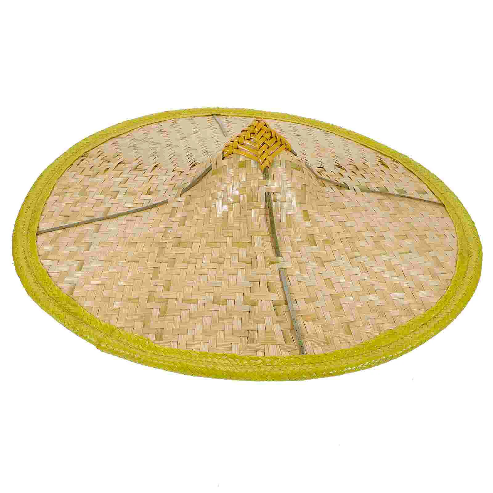 

Bamboo Hat Home Supplies Red Decor Oriental Rain Cone Caps Straw Weaving Hats Wide Eaves Proof