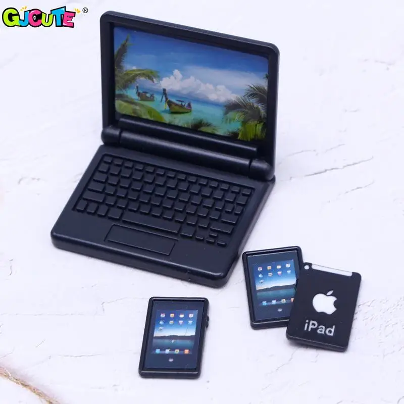 

1Pc 1/12 Dollhouse Miniature Tablet Mini Simulation Computer Model Doll House Decoration Furniture Toys Accessories
