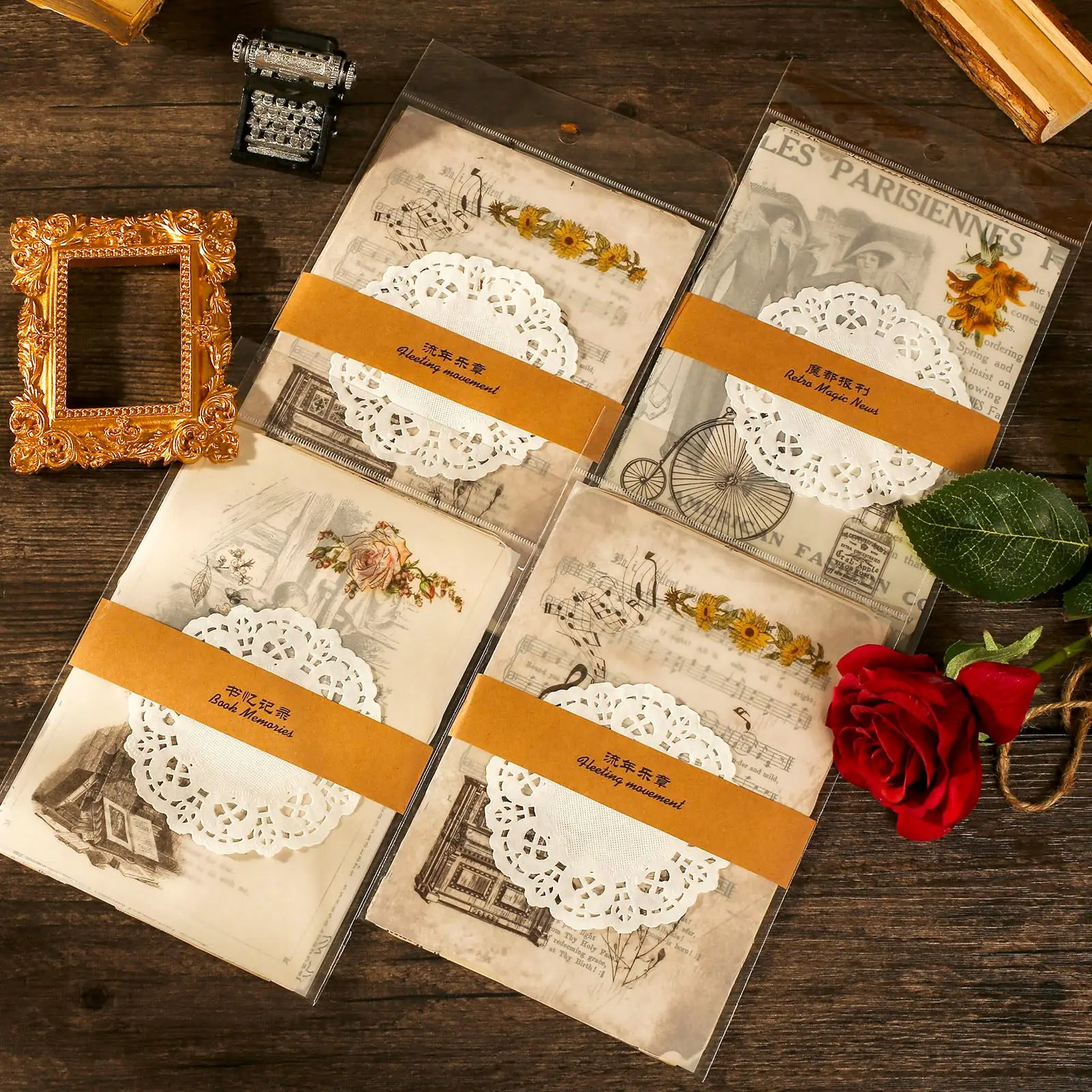 

Collage Decoration Label Vintage Scrapbooking DIY Vintage Collection Series Stationery Stickers Material Paper Pack