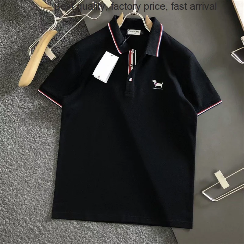 

High quality luxury brand 2023 Fashion TB THOM Brand Polo Shirts Men Casual Slim Fit Cotton Polos Summer Short sleeve Puppy Patt