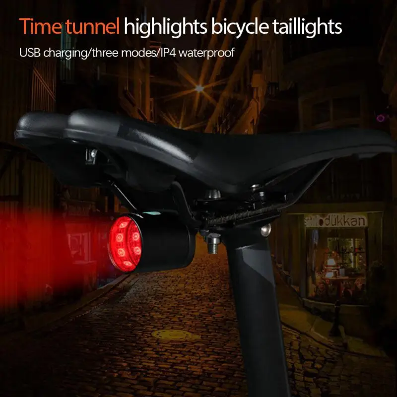 

Bike LED Light Bicycle Tail Rear Light USB Flash Night Riding Warning Light LED Space-time Tunnel Highlight Bicycle Tail Light