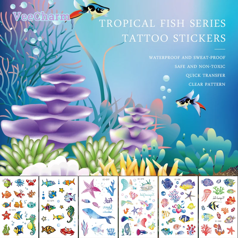 VeeCharm-экзотические тропические рыбки с животными для океана-водонепроницаемая