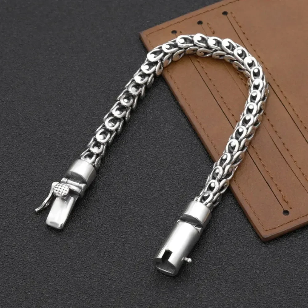 Мужской браслет из серебра 925 пробы с тираннозавром