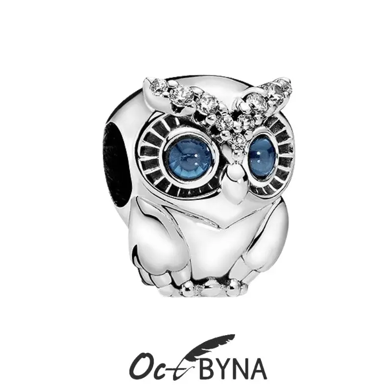 Octbyna серебряный цвет кристалл сияющая Сова Шарм Бусины Подходит Pandora браслет для