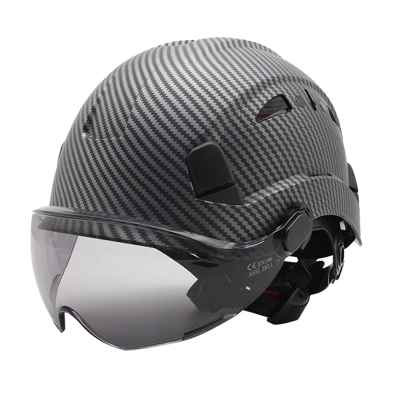 

Carbon Fiber Pattern Hard Hats with Visor Construction Safety Helmets for Men Adjustable Vent Bicycle Outdoor Workwear Hardhats