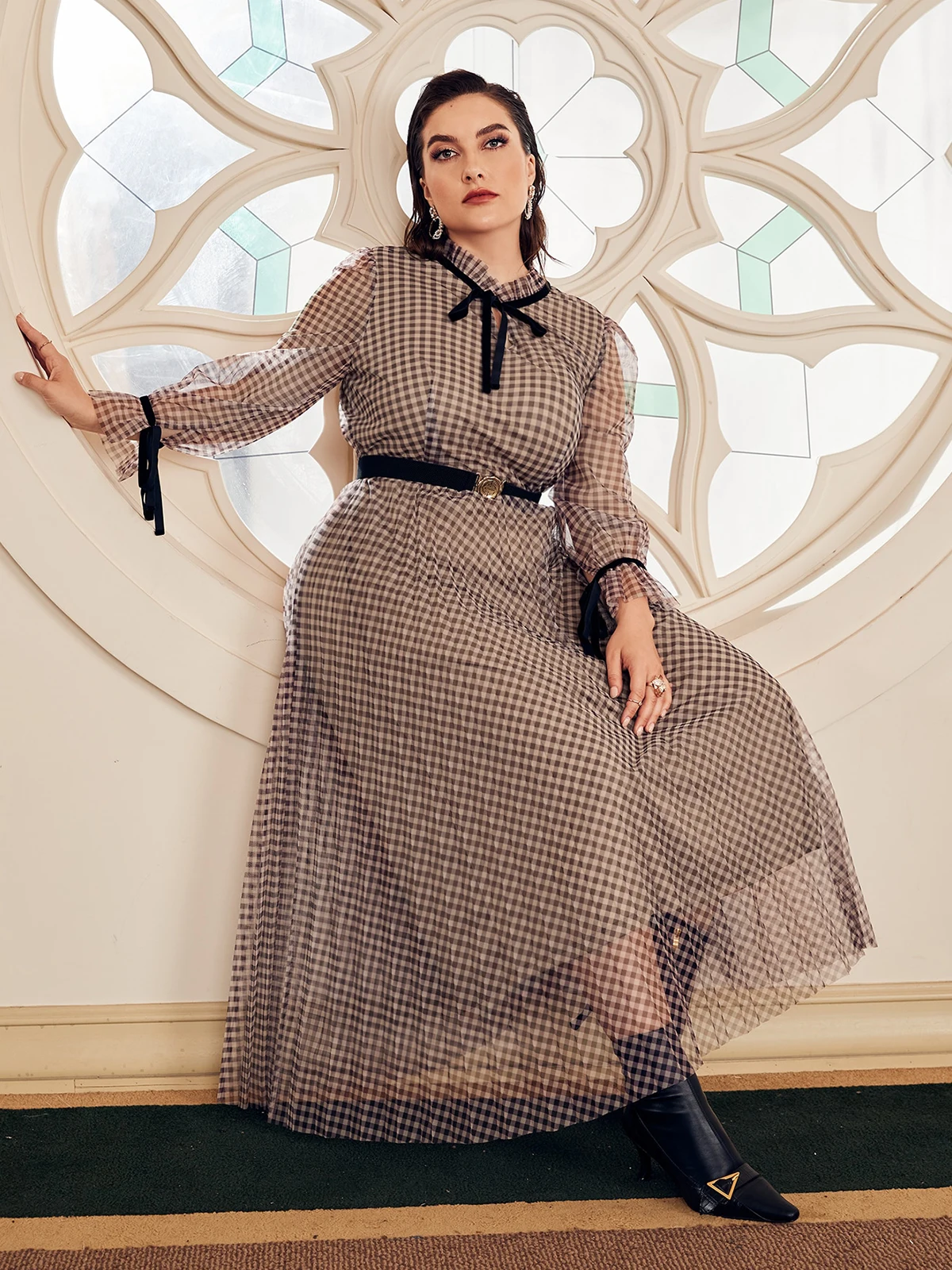 

TOLEEN Clearance Price Elegant Women Plus Size Large Maxi Plaid Dresses 2022 Summer Haft Sleeve Evening Party Festival Clothing