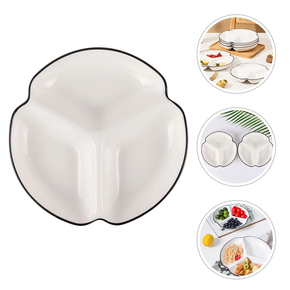 

Flatware Dining Plate Food Serving Tray Lose Weight Separated Eating Divided White Plates Portion