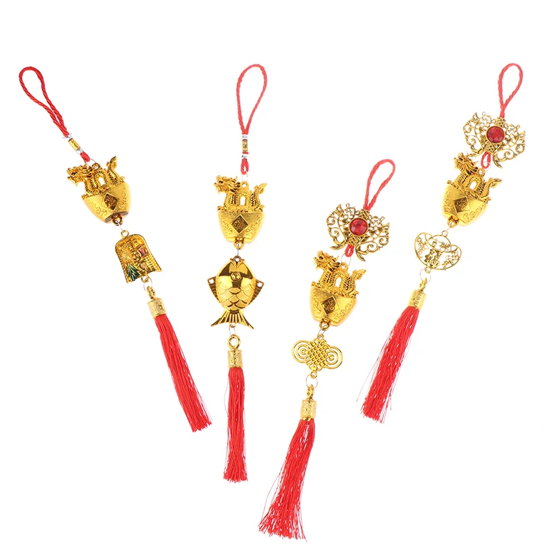 

2024 Year Of The Dragon Gold-Plated Plastic Zodiac Dragon Pendant Decor Mascot Home Car Hanging Ornaments New Year Gifts