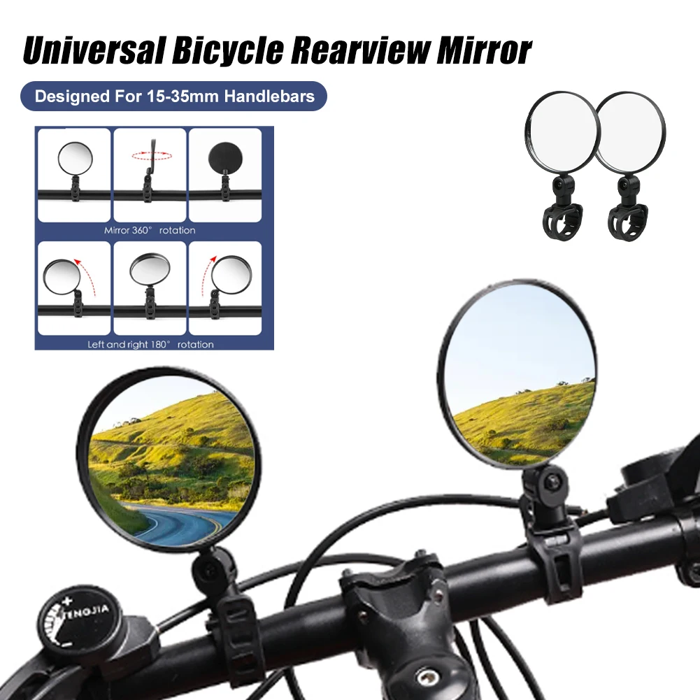 

2PCS Bicycle Rearview Mirror Adjustable 360° Rotate Wide Angle Cycling Handlebar Rear View Mirrors for MTB Road Bike Accessories
