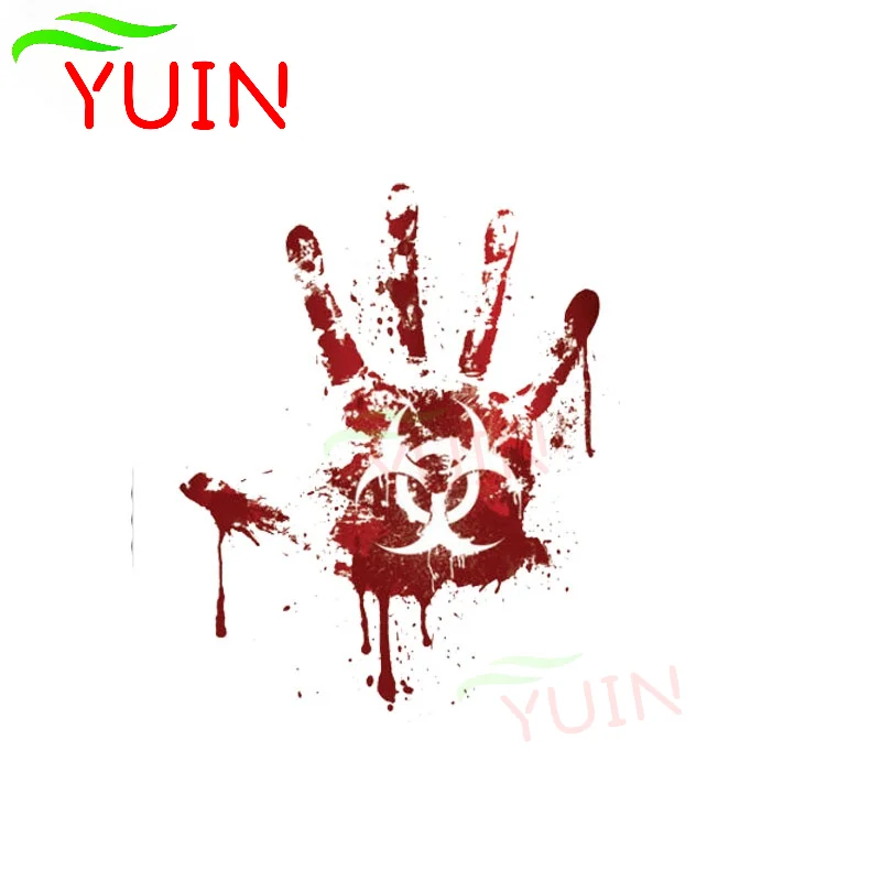 

Funny Decal Bloody Handprint Biohazard Zombie Car Sticker Personalized PVC Body Decoration Accessories Waterproof Decals 15*12cm