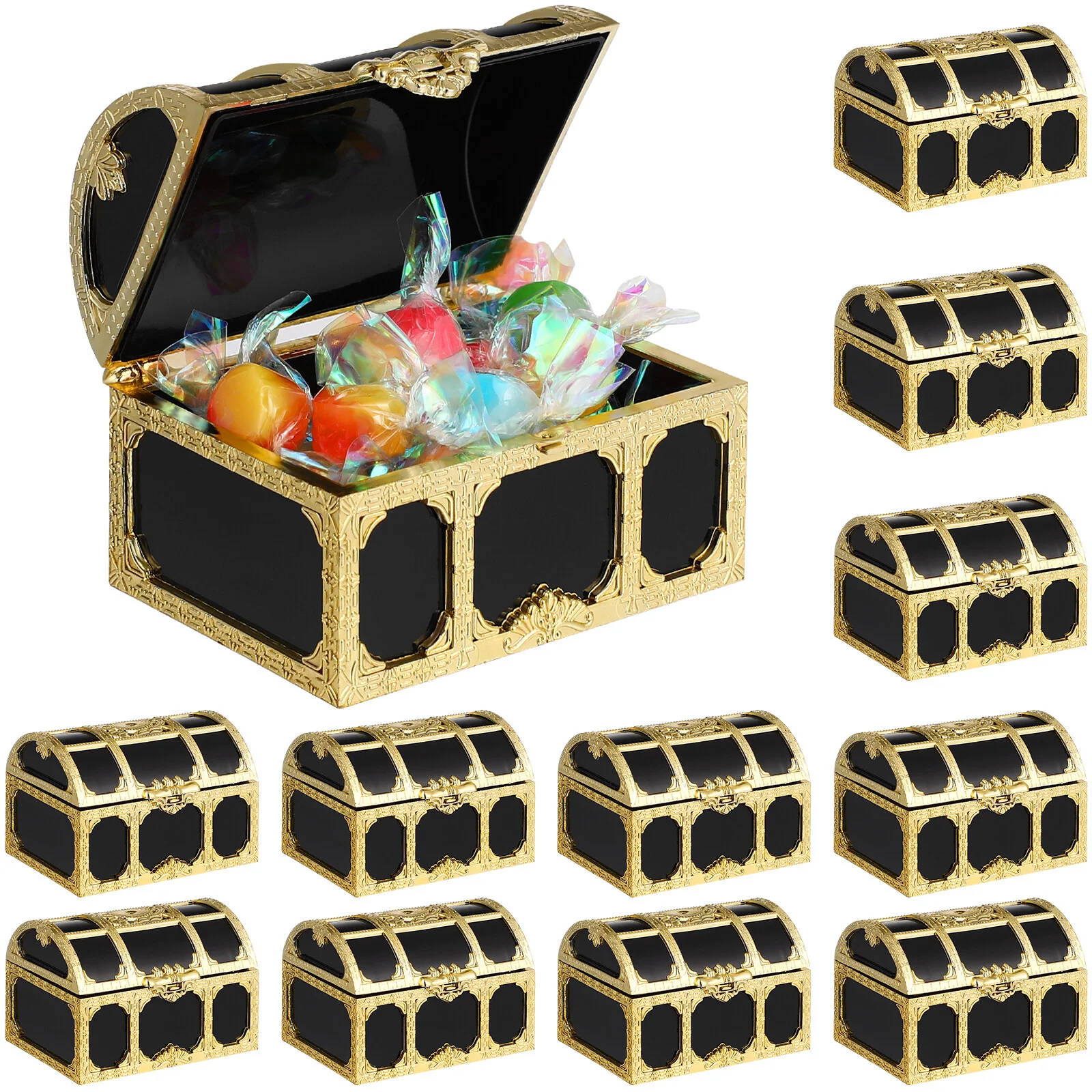 

12 Pcs Pirate Treasure Chests Plastic Candy Storage Boxes Treasure Toys Vintage Props Decorations Party Favors