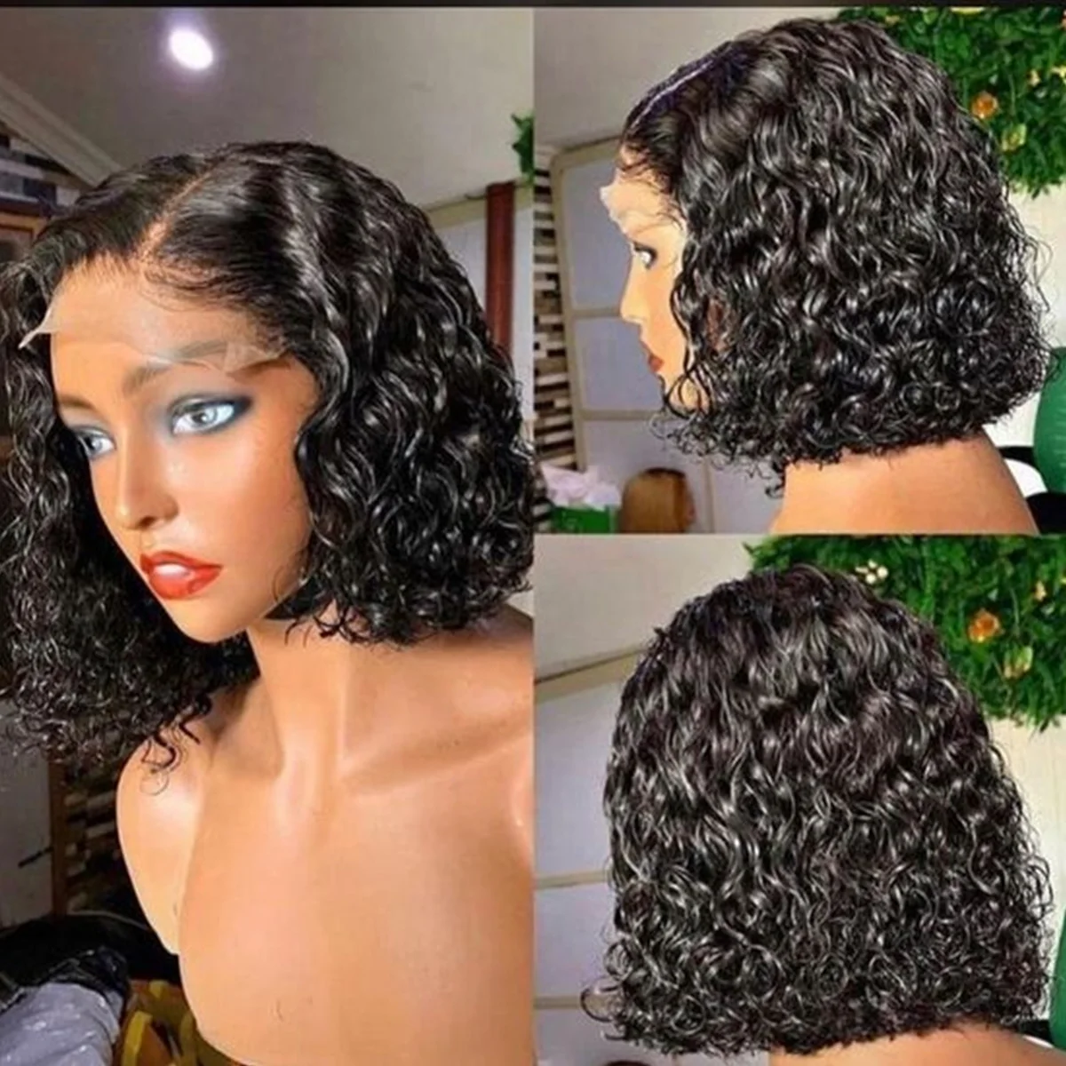 Парик из натуральных волос UNIKY среднего размера с глубокими волнами Remy и