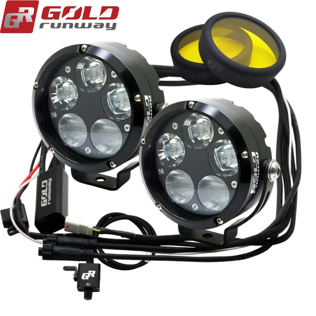 

GOLDRUNWAY GR Black Aluminum Anodic Oxidation Wateaproof IP68 50W LED Headlights Motorcycle Lighting System