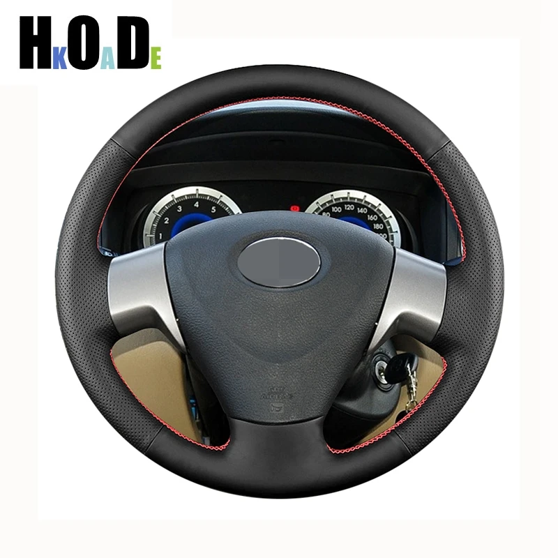 

Для Toyota Corolla 2006-2010 Matrix 2009 Auris 2007-2009 ручной работы черный чехол рулевого колеса автомобиля из натуральной кожи