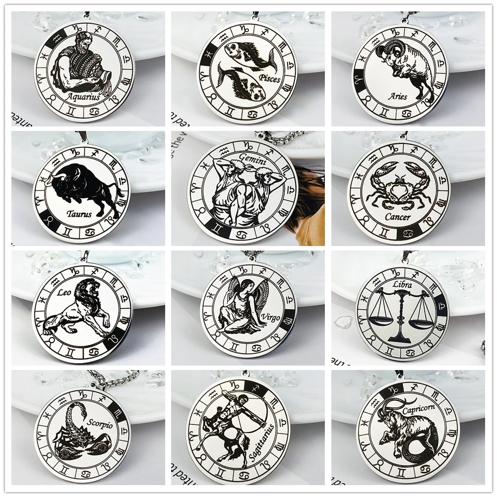 Знаки зодиака Tangula 12 созвездий знаки Ожерелья Панк Ретро Высококачественная