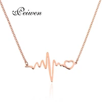 fashion heartbeat pendant hollow love heart pulse necklace for women stainless steel jewelry medical necklaces doctor nurse gift