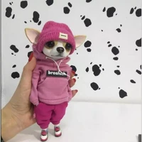 2022cute handmade doll resin standing puppy plush toy figure chihuahua sharpei dog cute fashionable animal clay doll decoration