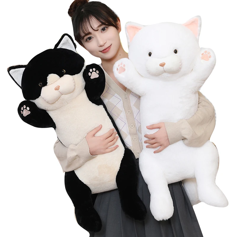 

45/75cm Fatty Cats Stuffed Doll Lying Colorful Animal Plush Toy Down Cotton Filled Ultra Soft Comforting Children Present