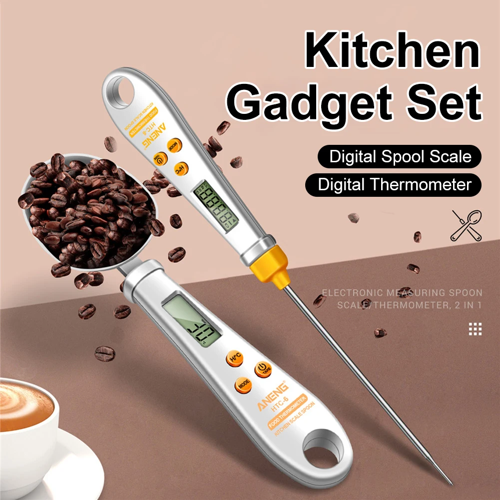 

Digital Spoon Scale Thermometer Electronic Kitchen Scale Weight Measure Grams Pounds Ounces Kitchen Gadgets