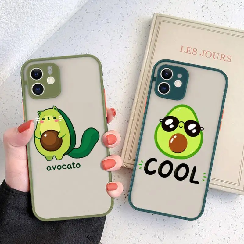 

Cute avocado cartoon fruit Phone Case matte transparent For iphone 11 12 13 6 s 7 8 plus mini x xs xr pro max cover