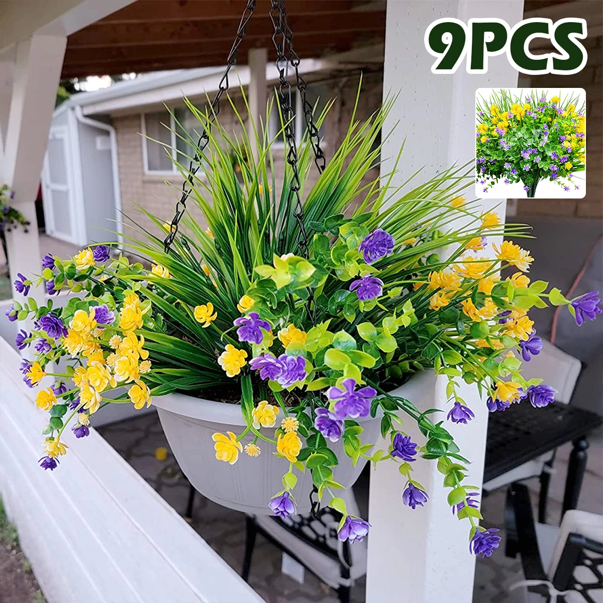 

9 шт., искусственные цветы для украшения улицы, УФ-стойкие искусственные растения, Искусственные пластиковые цветы, многоразовые реалистичн...