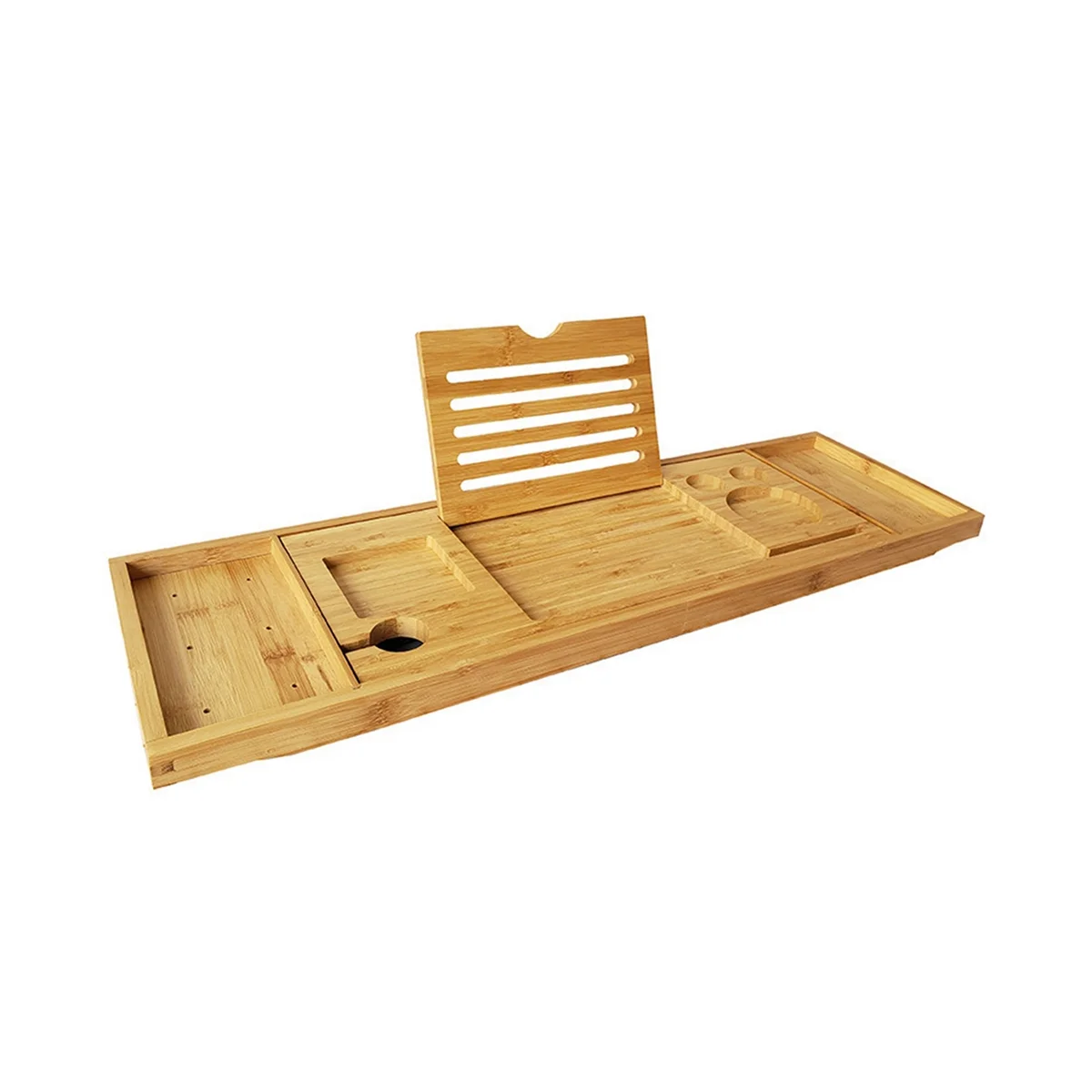 

Bamboo Bathtub Tray for Tub,Adjustable Bathroom Bathtub Organizer with Book Tablet Wine Glass Cup Towel Holder