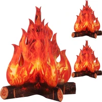 3pcs artificial fire fake flame 3d cardboard camping fire centerpiece festival party decoration christmas new year kids favors