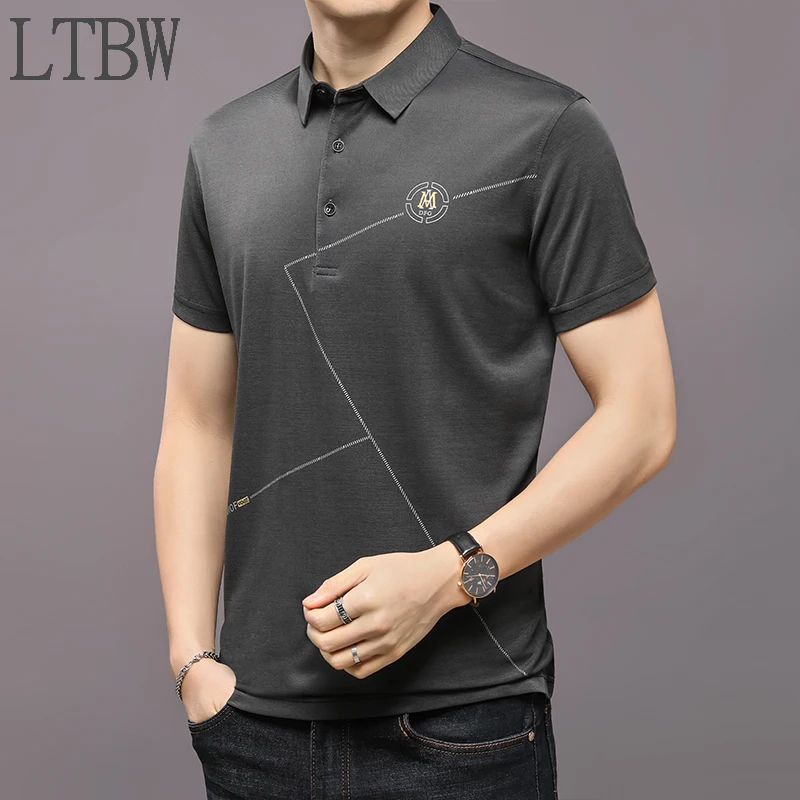 Новая мужская рубашка-поло LTBW с коротким рукавом на весну и лето повседневная